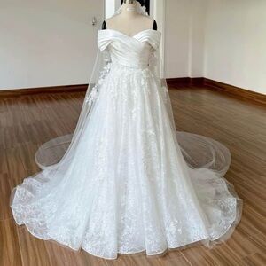Elegant White Off-Shoulder Wedding Dress